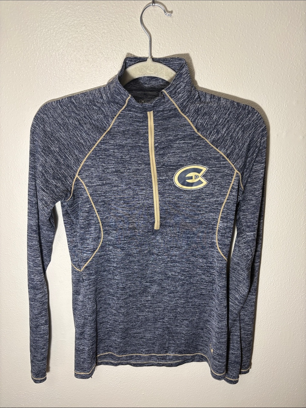 Under Armour Navy Heather Half-Zip Pullover with Cream Accents